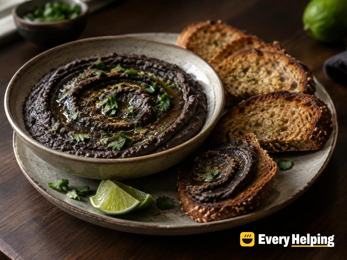 Smoky Black Bean Hummus with Garlic Toast