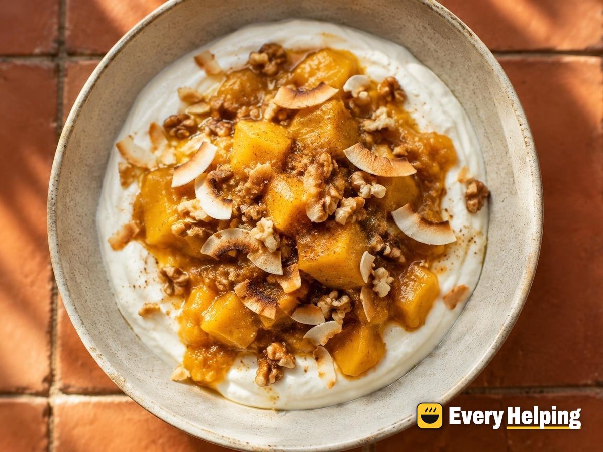 Skim Greek Yogurt with Spiced Mango Compote