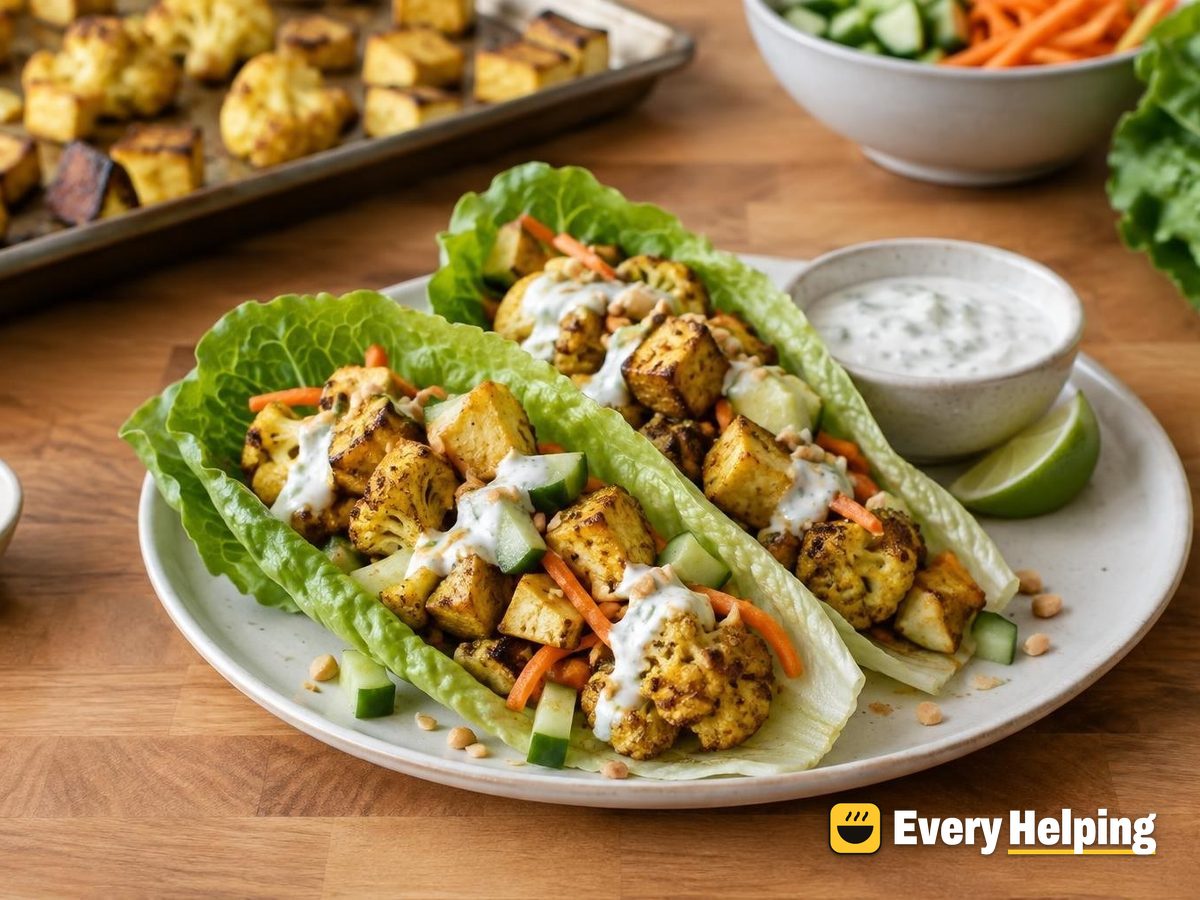 Curry Cauliflower Tofu Lettuce Wraps