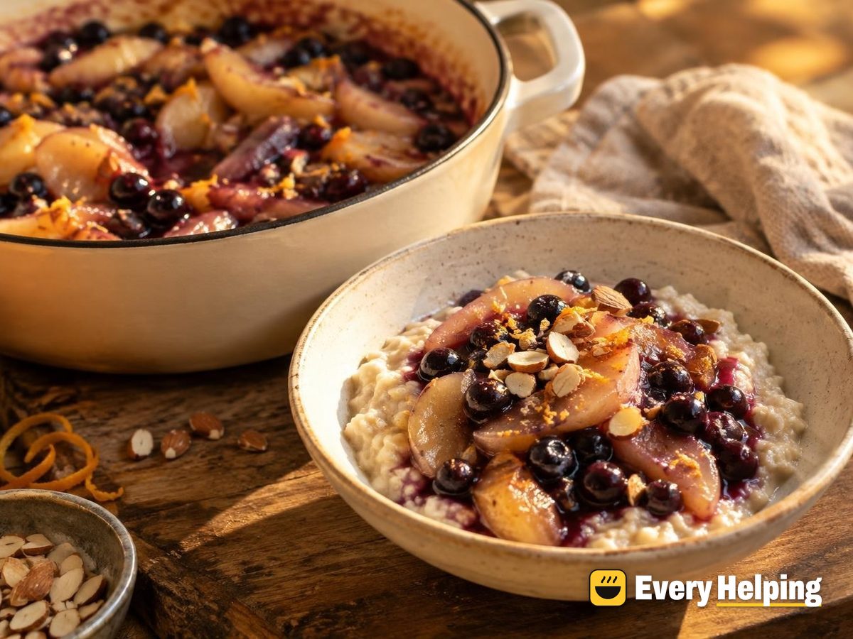 Vanilla Pear Blueberry Compote with Orange Oats