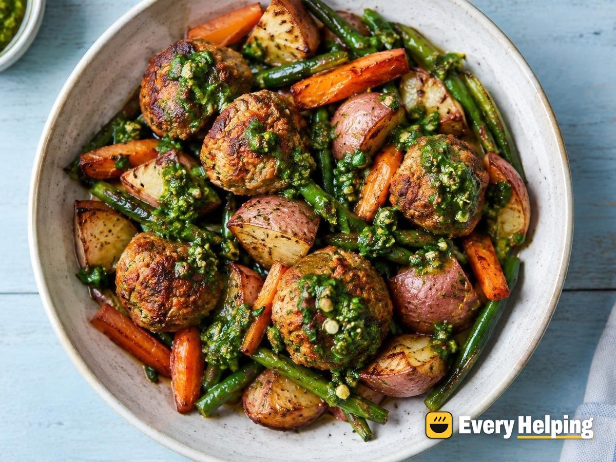 Smoky Paprika Pork Meatballs with Chimichurri