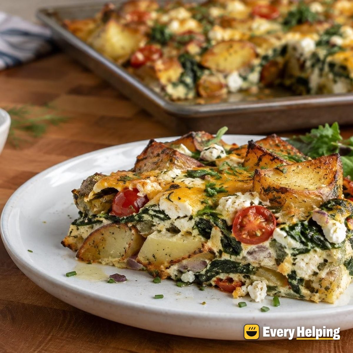 Greek Potato, Spinach and Feta Sheet-Pan Bake