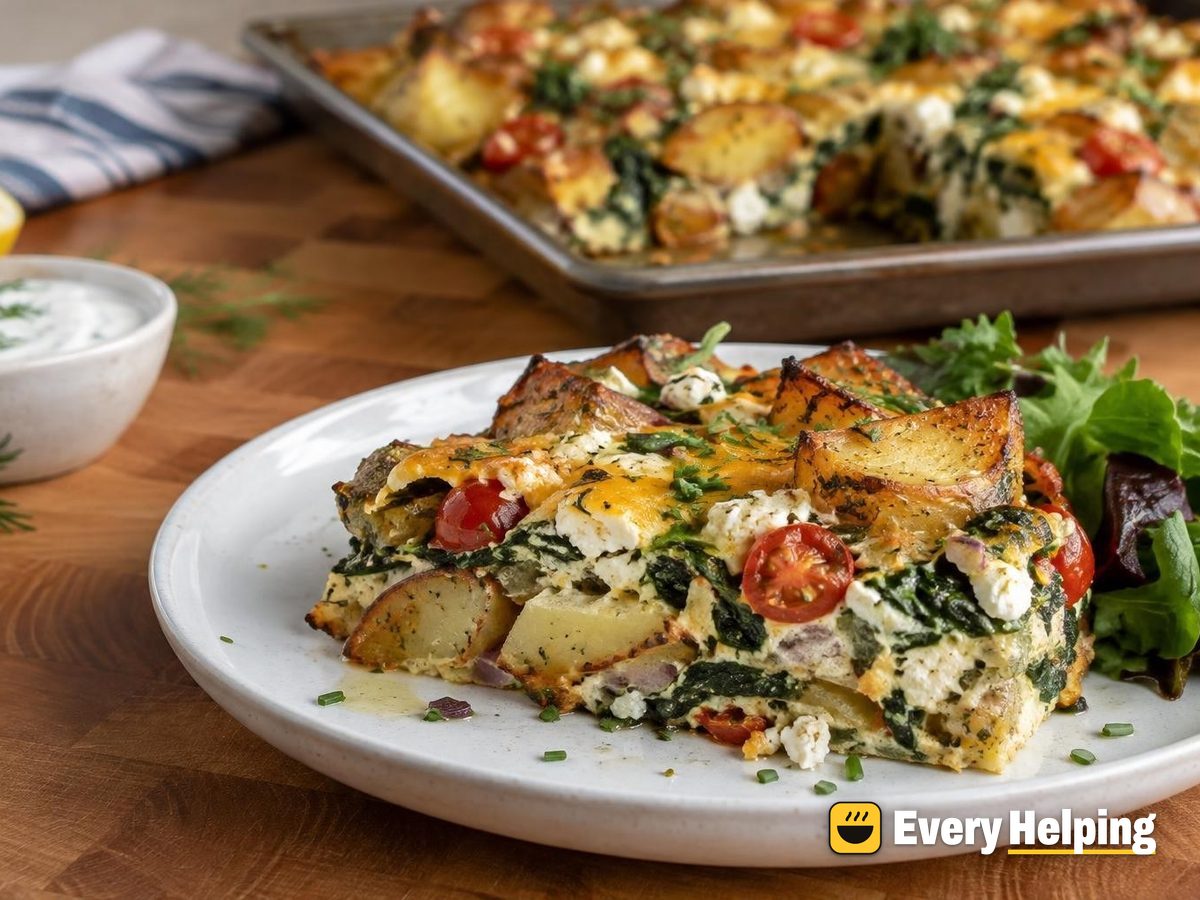 Greek Potato, Spinach and Feta Sheet-Pan Bake