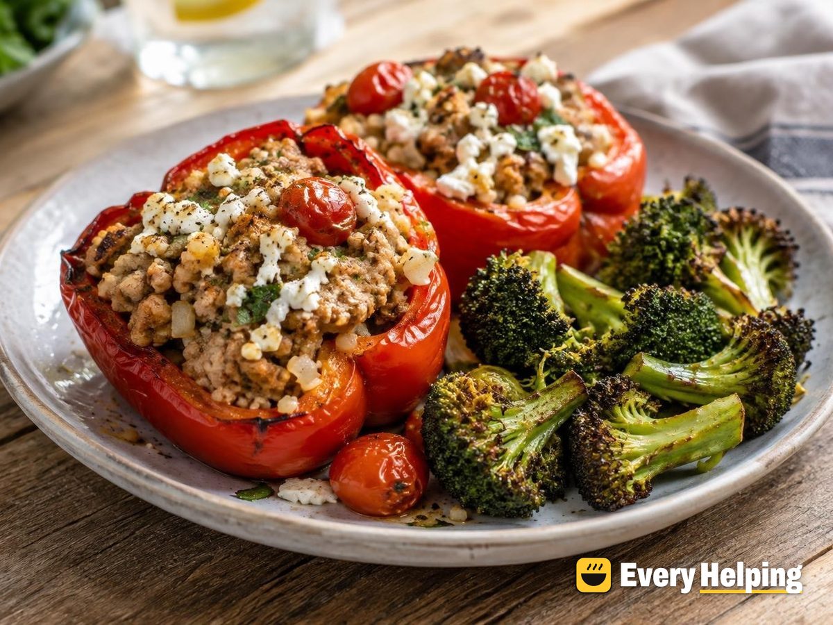 Lemon Pepper Chicken-Stuffed Peppers with Broccoli