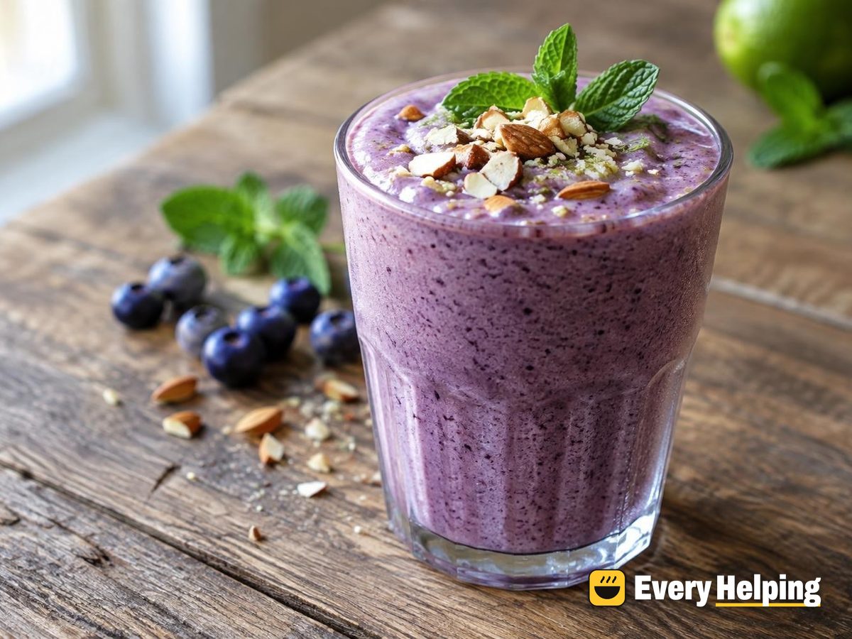 Blueberry Mint Lassi with Toasted Almonds