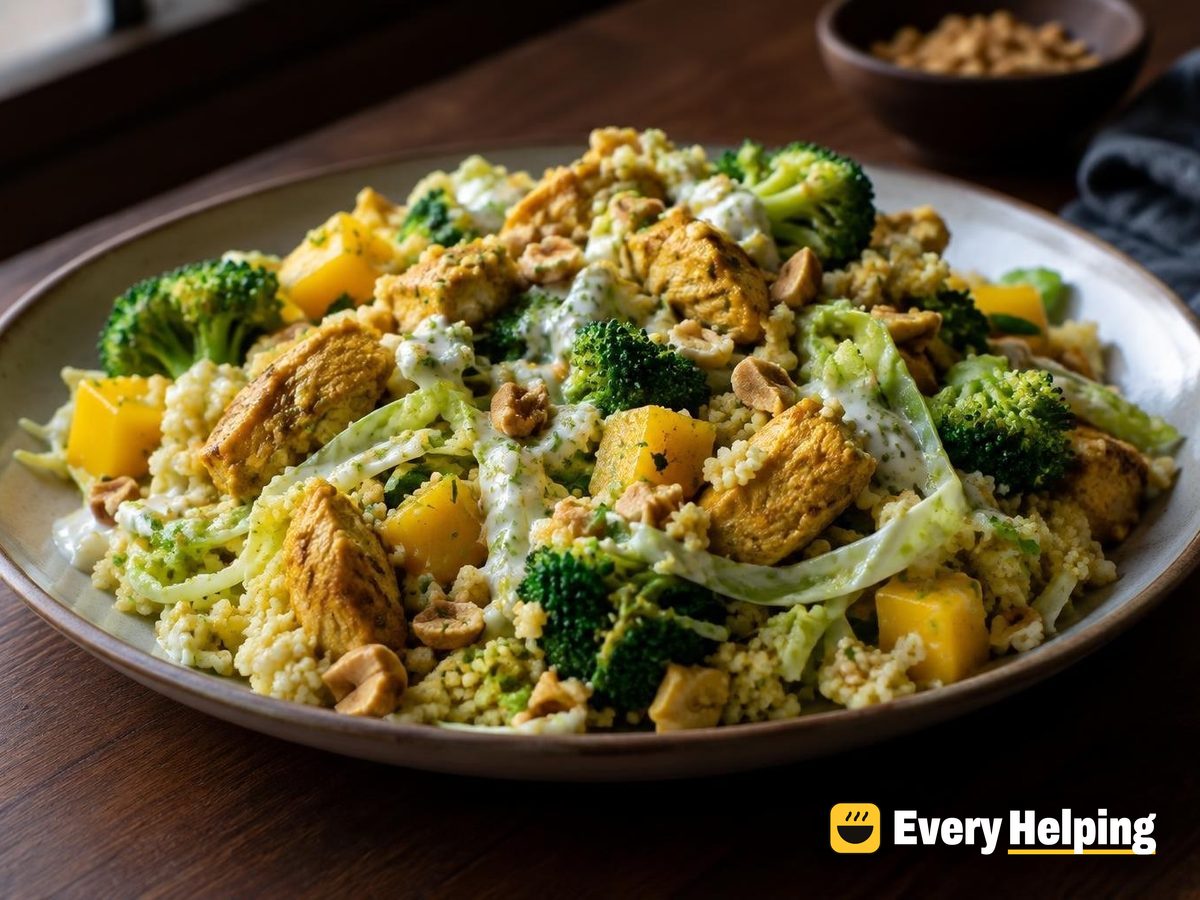 Curried Chicken Couscous Cabbage Salad