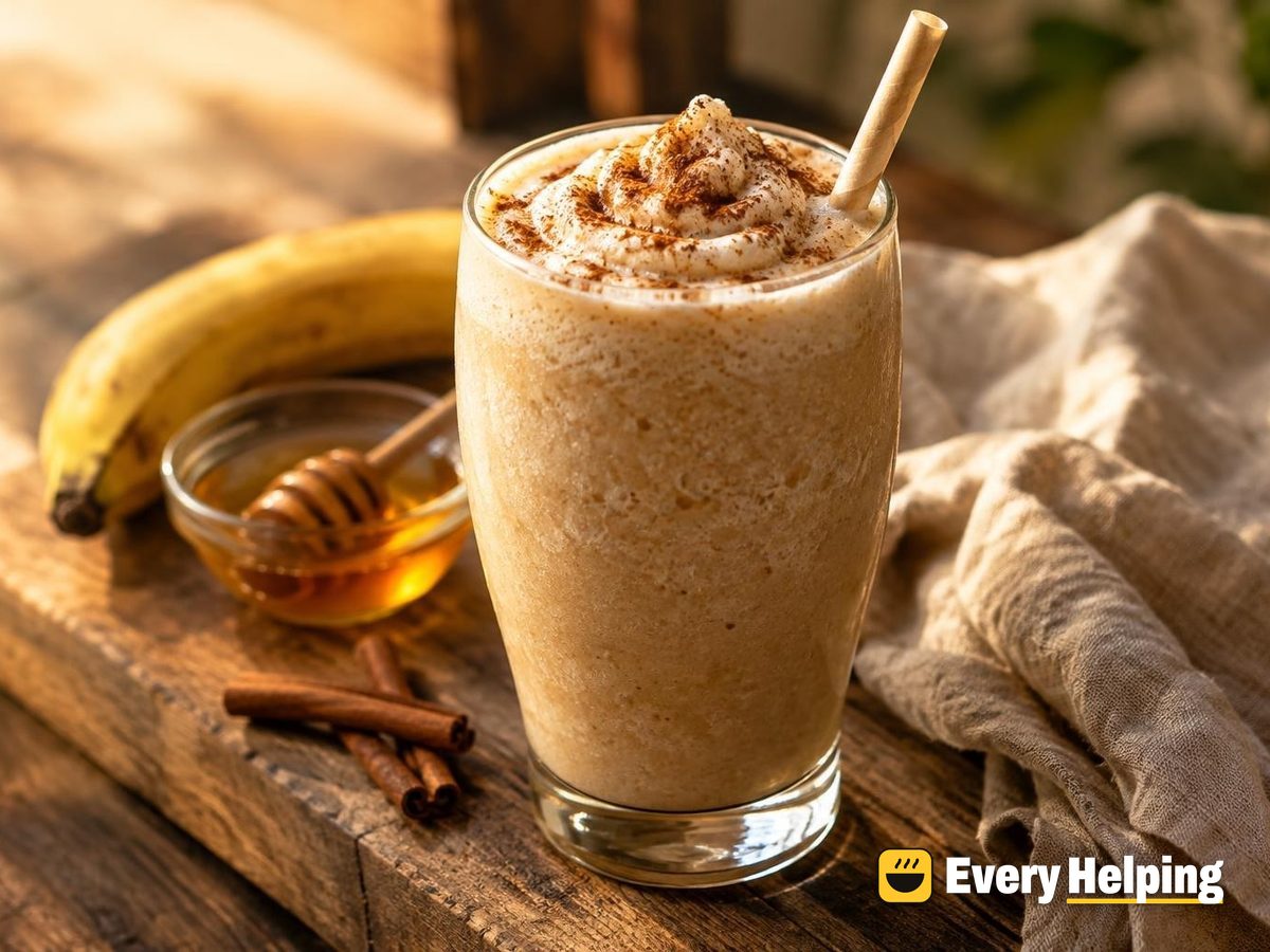 Honey Vanilla Banana Coffee Frappé with Cinnamon