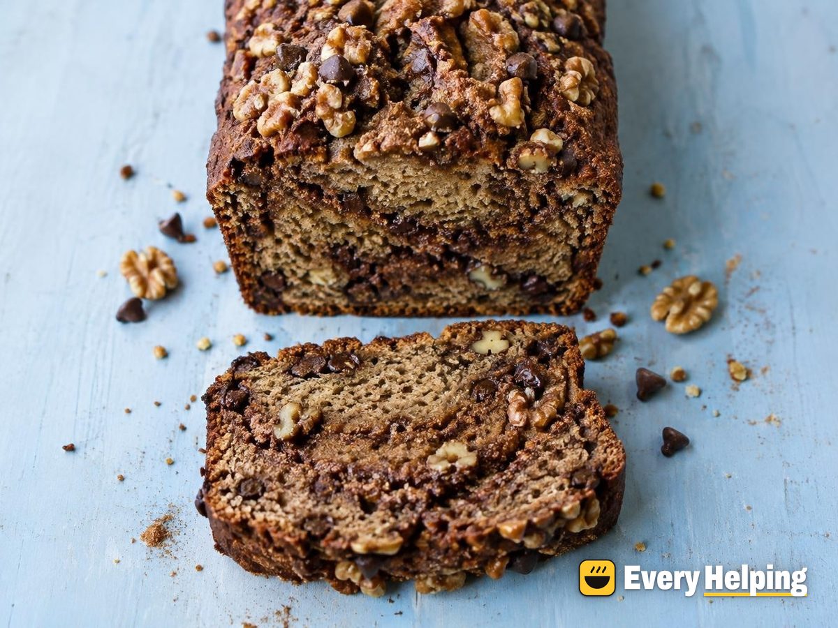Toasted Walnut Mocha Banana Bread with Cinnamon Swirl