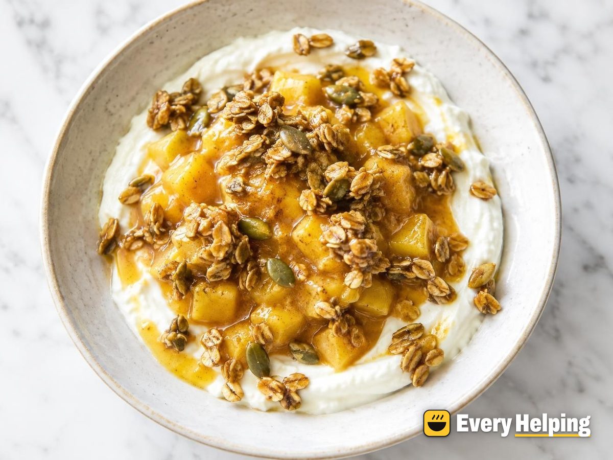 Strained Greek Yogurt with Cardamom Mango Compote