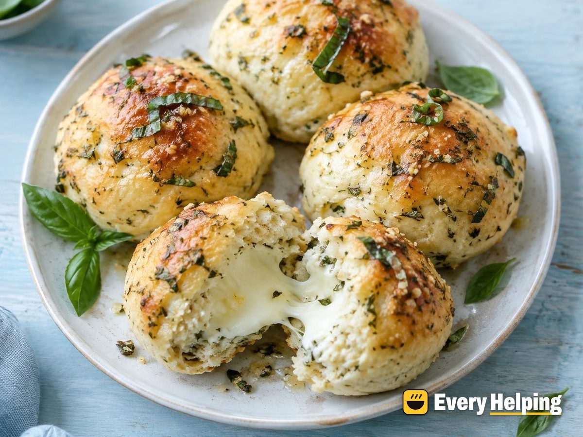 Mozzarella-Stuffed Ricotta Garlic Herb Rolls