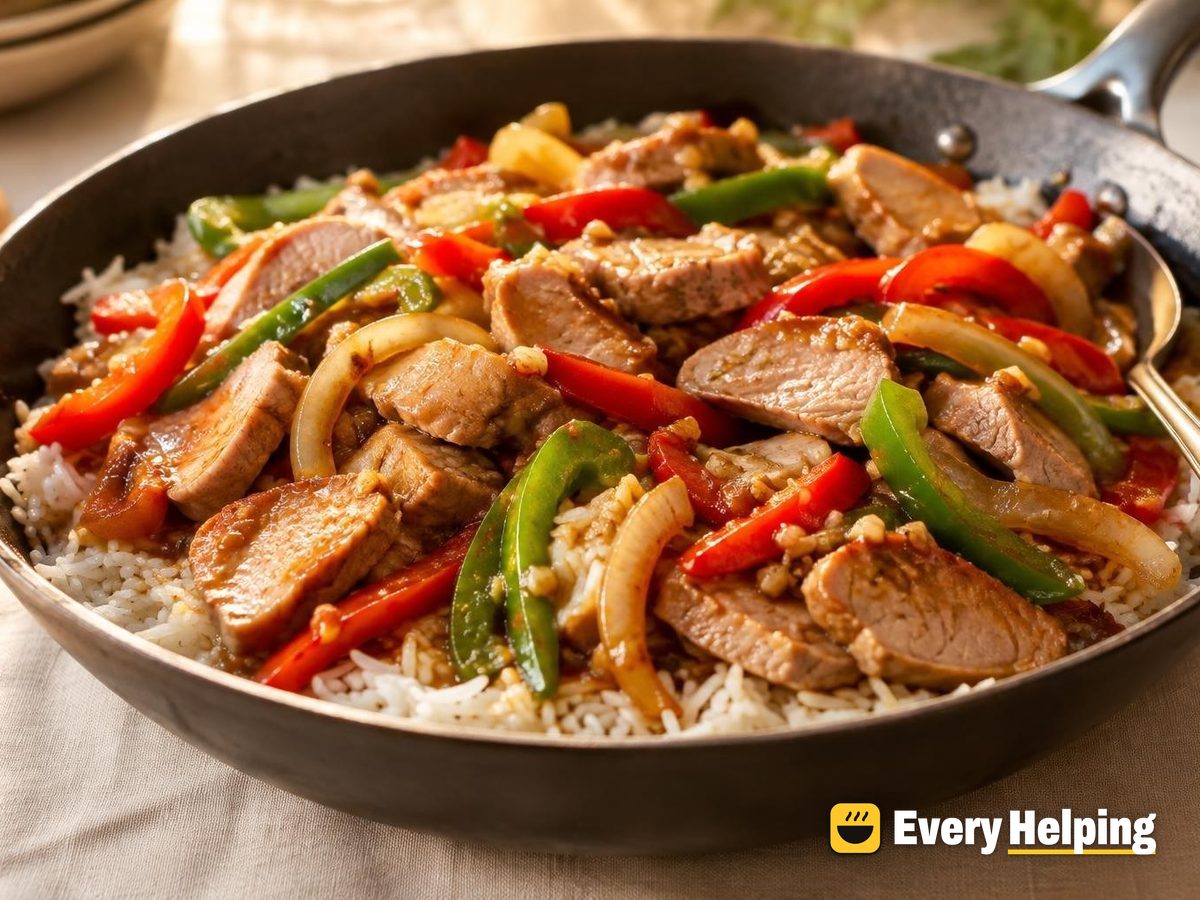 Ginger Garlic Pork Tenderloin with Peppers