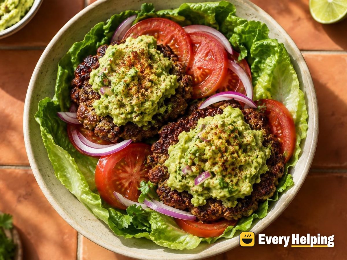 Smashed Sirloin-Chuck Burgers with Smoky Avocado Mash