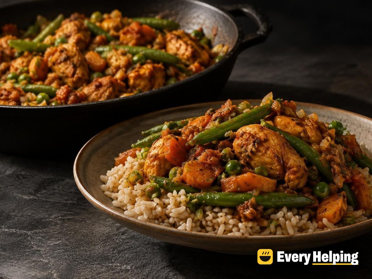 Dry Chicken Bhuna with Green Beans and Carrots