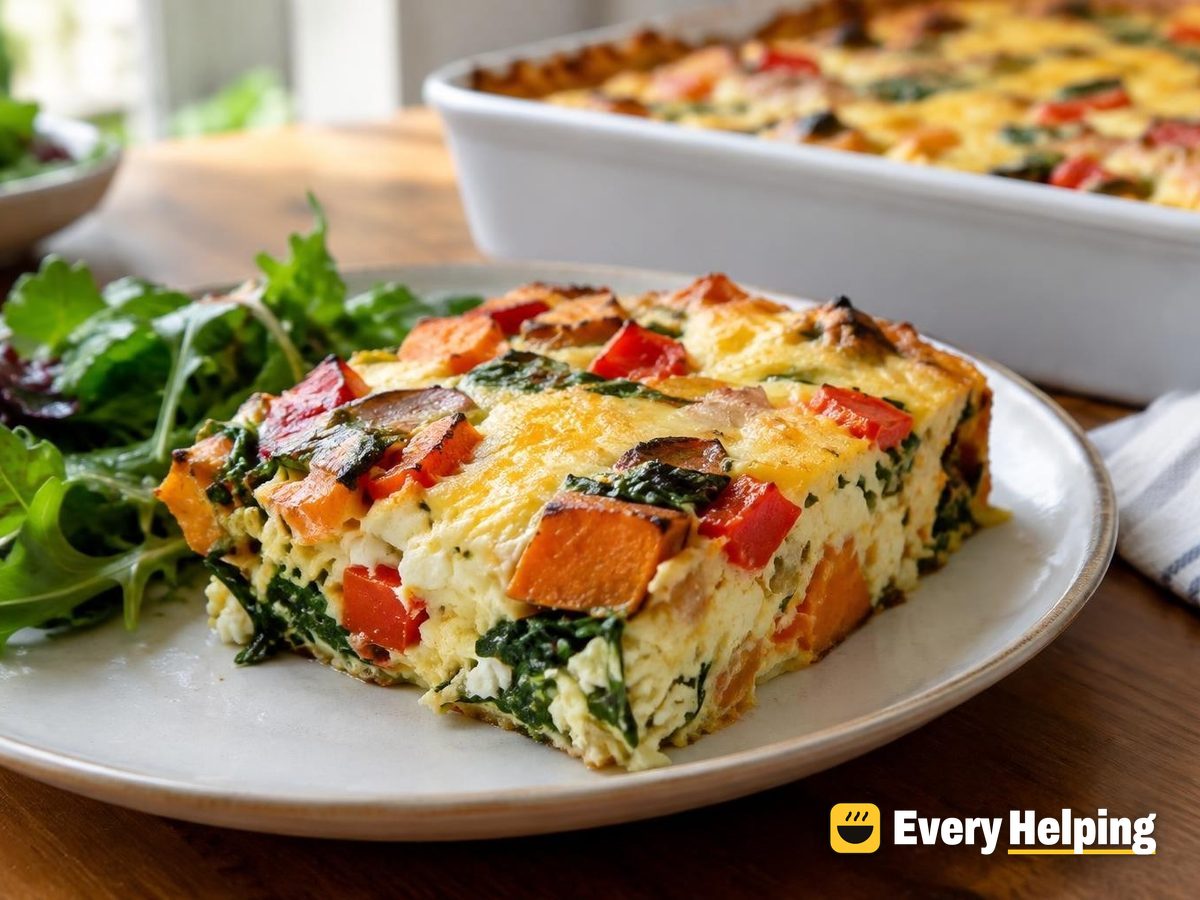Sweet Potato, Pepper and Spinach Egg Bake