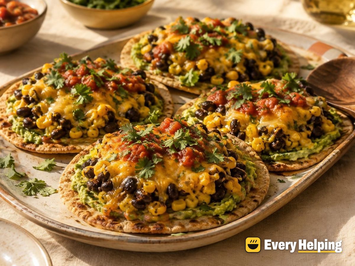 Black Bean Cheddar Melt Pita Toasts