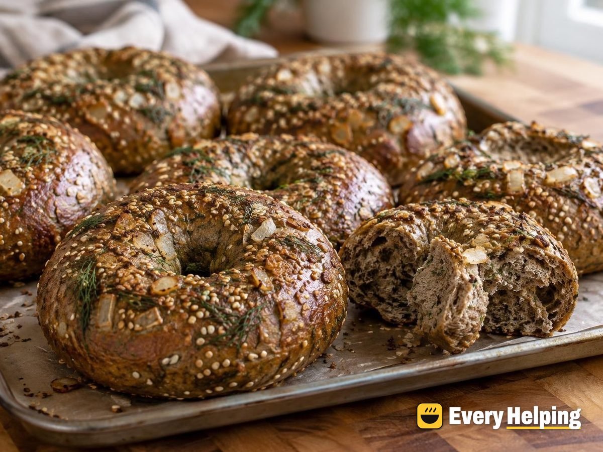 Fresh Dill and Onion Rye Bagels