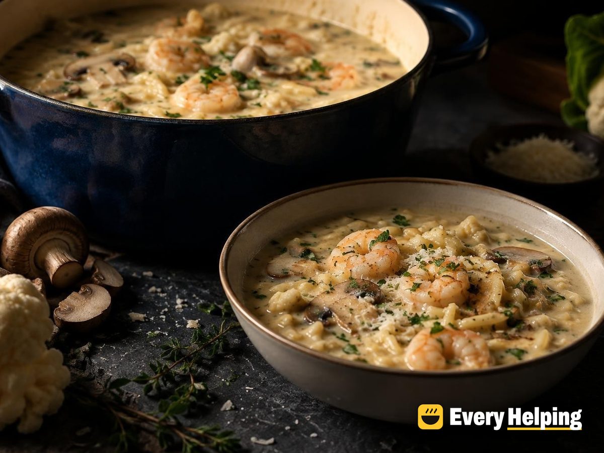 Creamy Shrimp and Mushroom Orzo-Style Soup