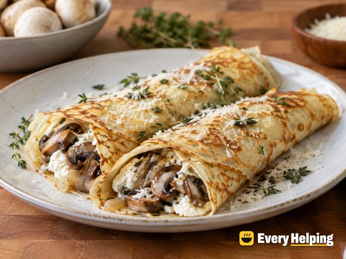 Mushroom Thyme Crêpes with Ricotta