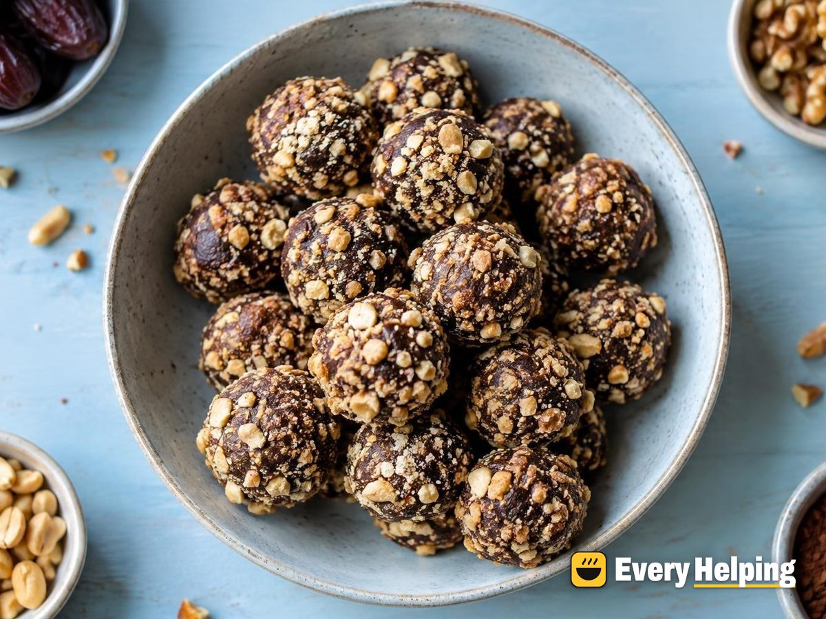 Fudgy Cocoa Walnut Peanut Date Bites