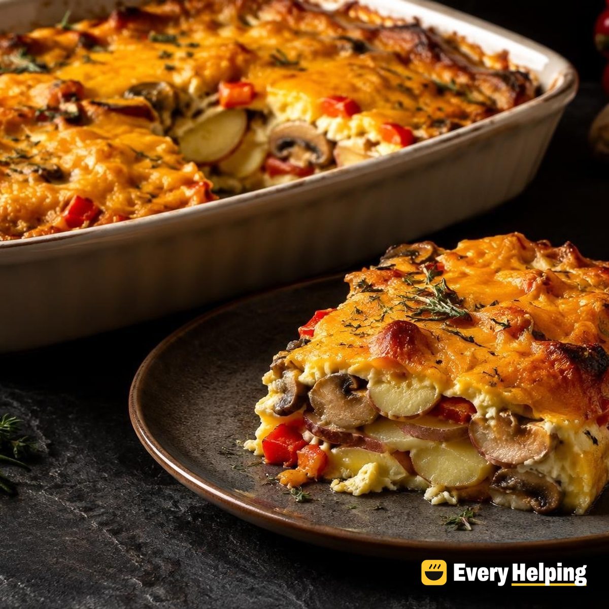 Cheddar Egg and Potato Breakfast Casserole