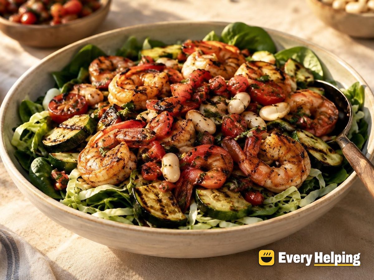 Smoky Grilled Shrimp Spinach Bowls with Charred Salsa