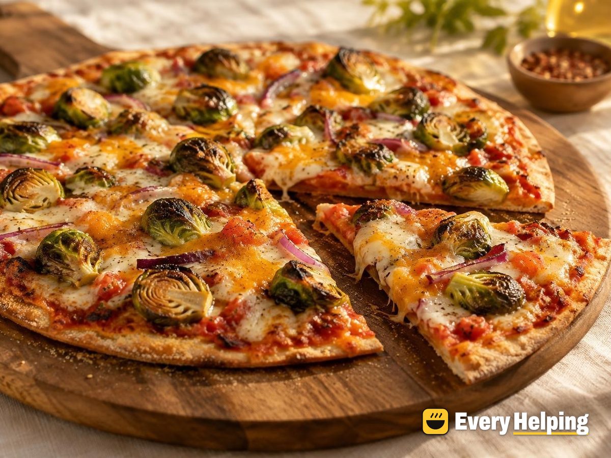 Thin-Crust Brussels Sprout and Sharp Cheddar Pizzas