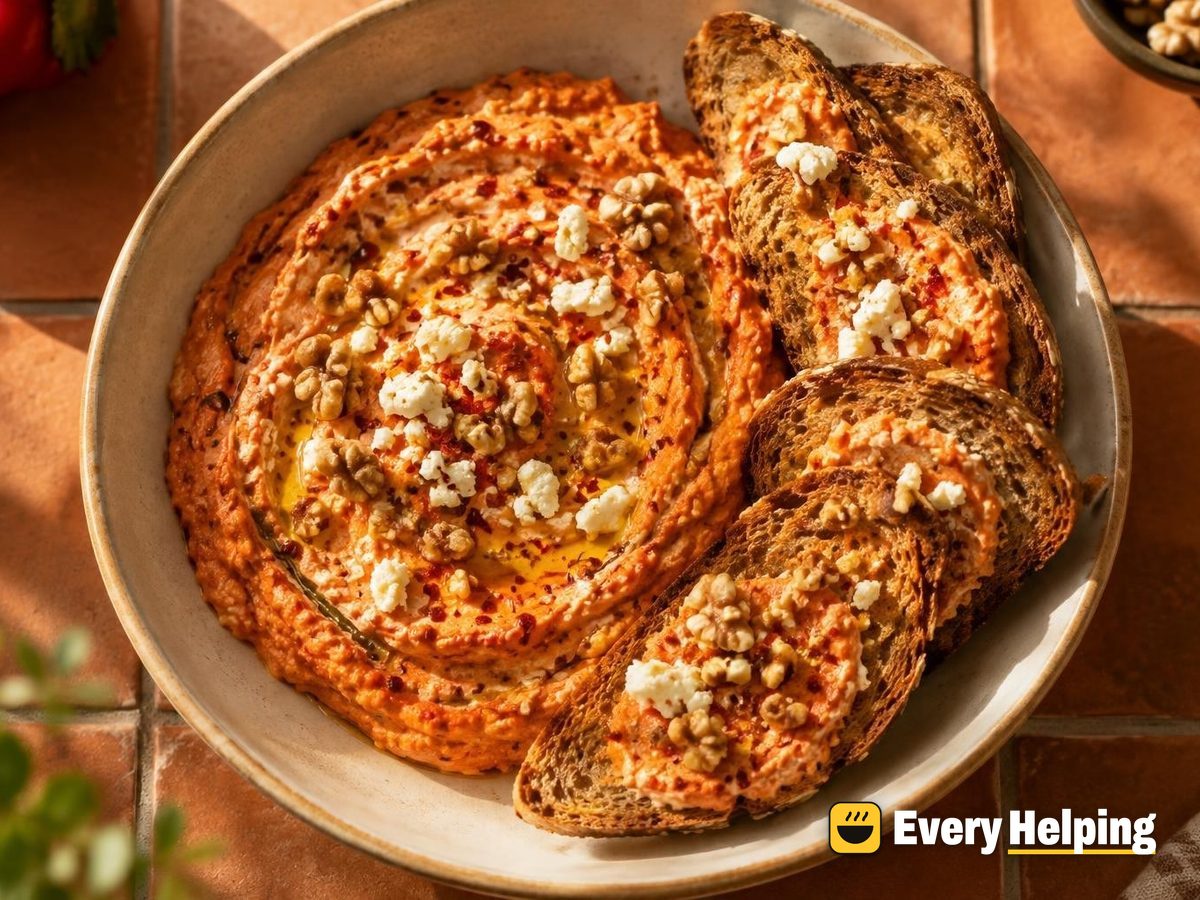 Roasted Red Pepper Feta Whip with Toast