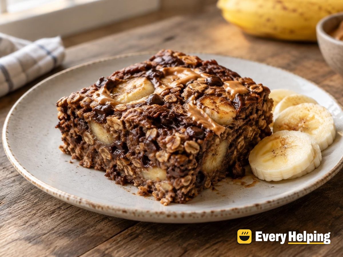 Chocolate Banana Peanut Butter Baked Oatmeal