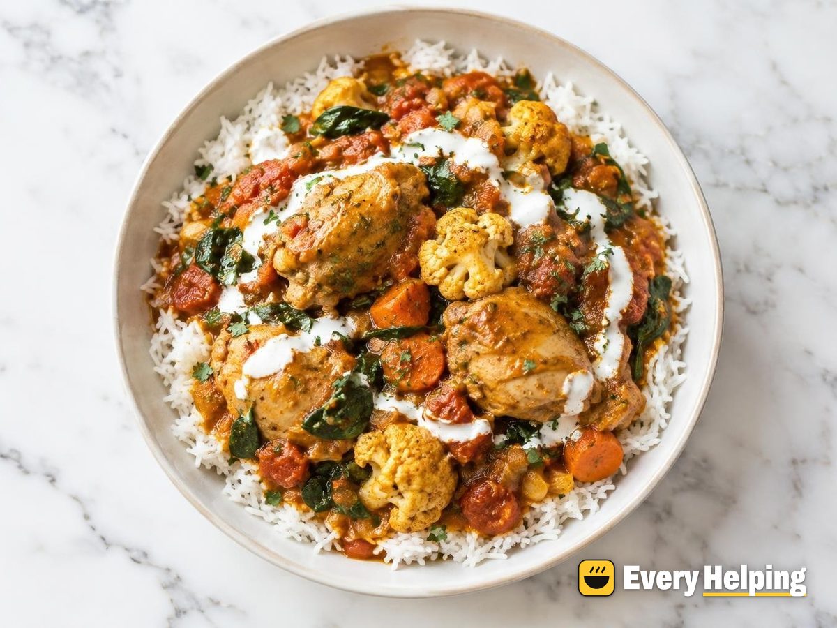 Chicken Thigh Tomato Curry with Cauliflower