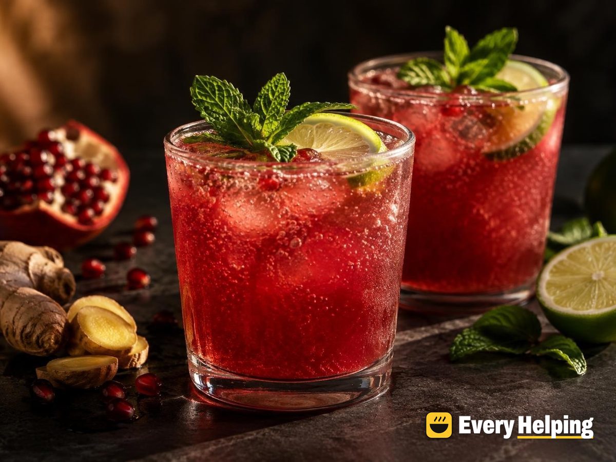 Spiced Ginger Lime Pomegranate Fizz