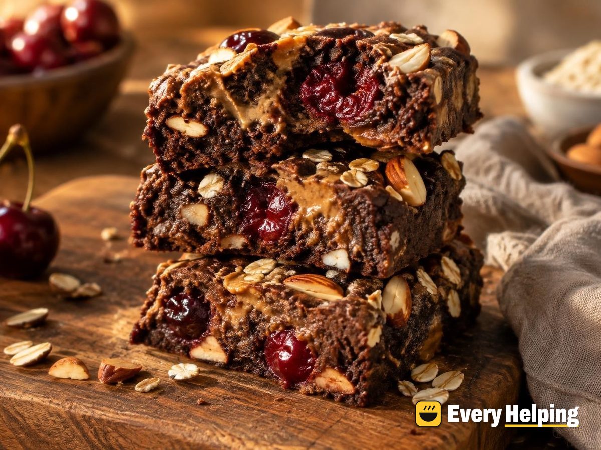 Almond Butter Cherry Oat Brownies
