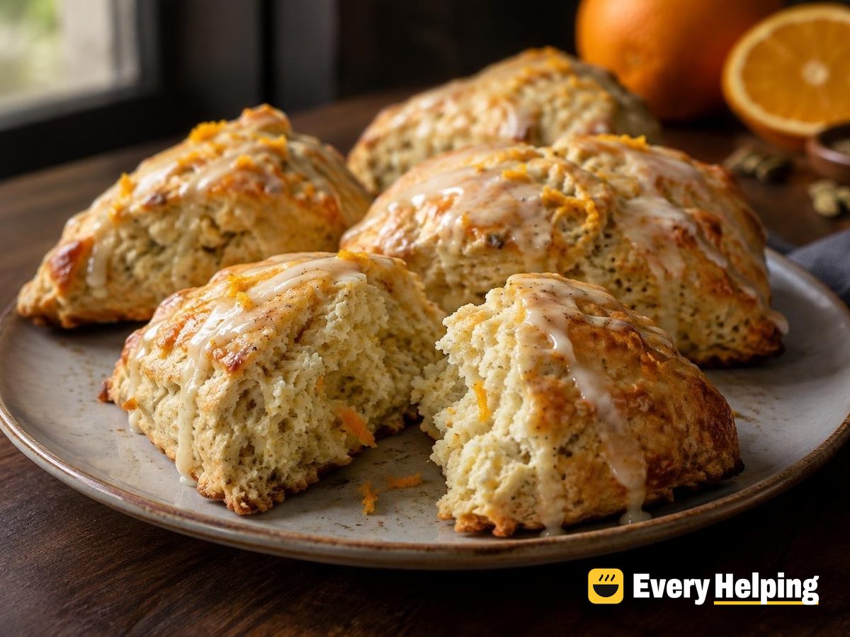 Orange Cardamom Cream Scones with Orange Glaze