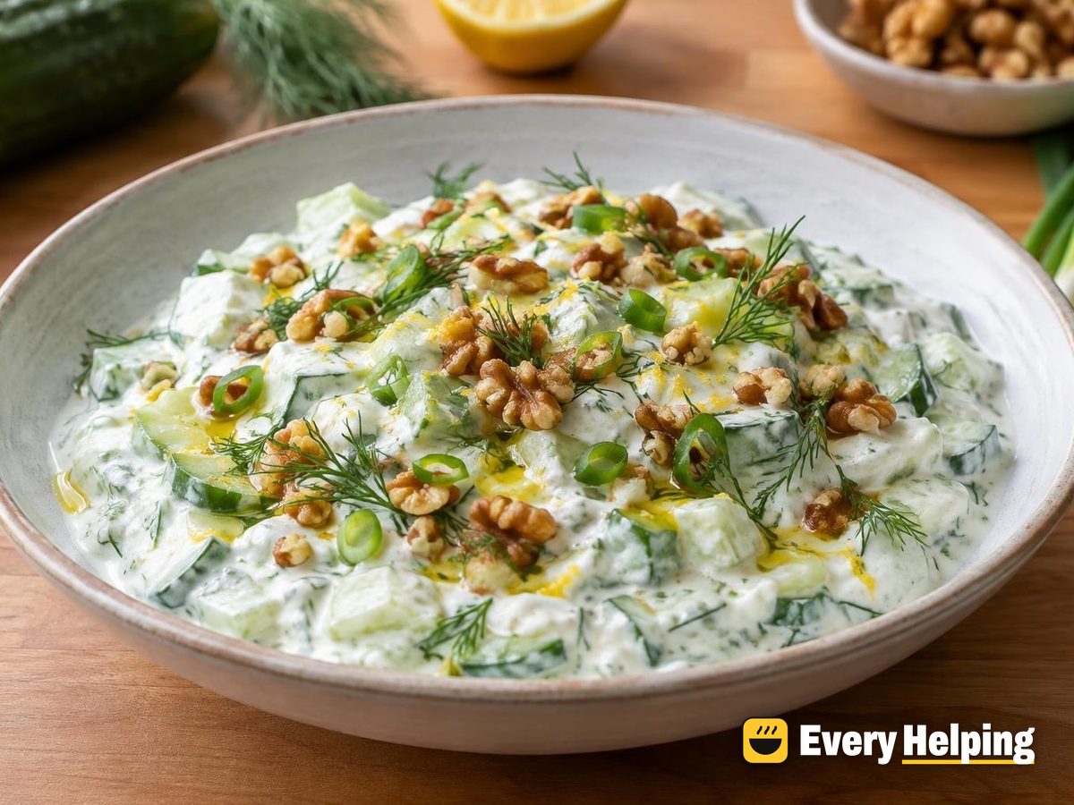 Creamy Dill-Cucumber Yogurt with Toasted Walnuts