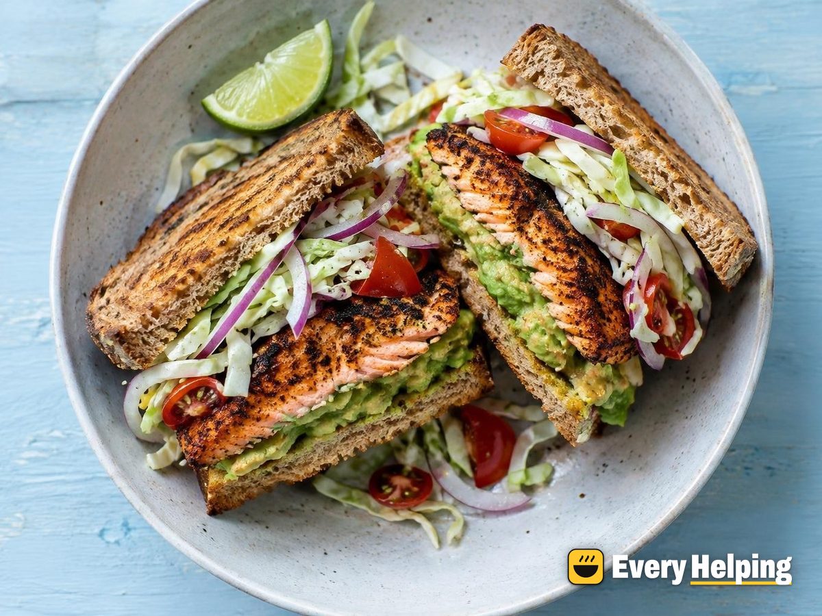 Blackened Salmon Sandwiches with Lime Avocado Smash