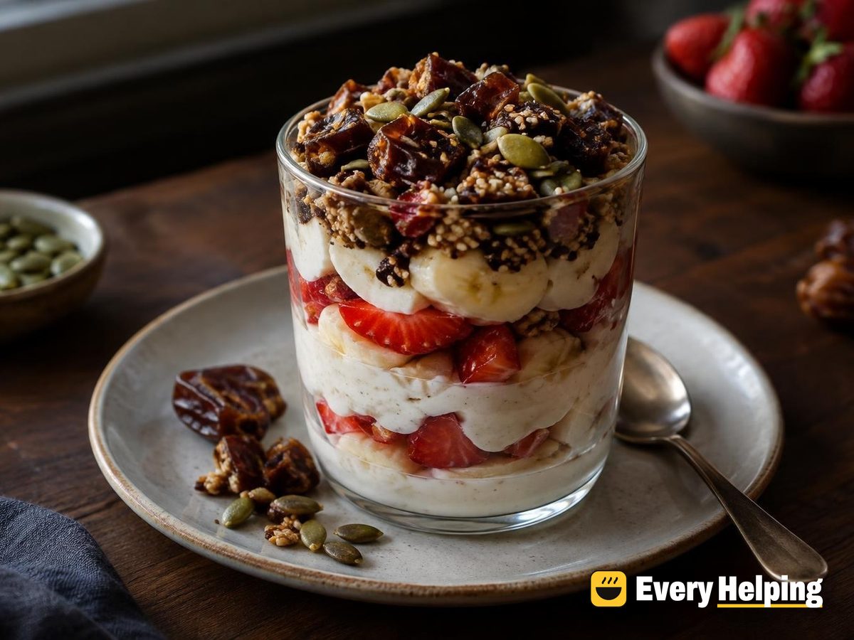Banana Tahini Parfait with Date Seed Crunch