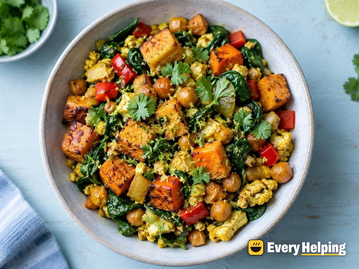 Curried Sweet Potato Tofu Scramble Bake