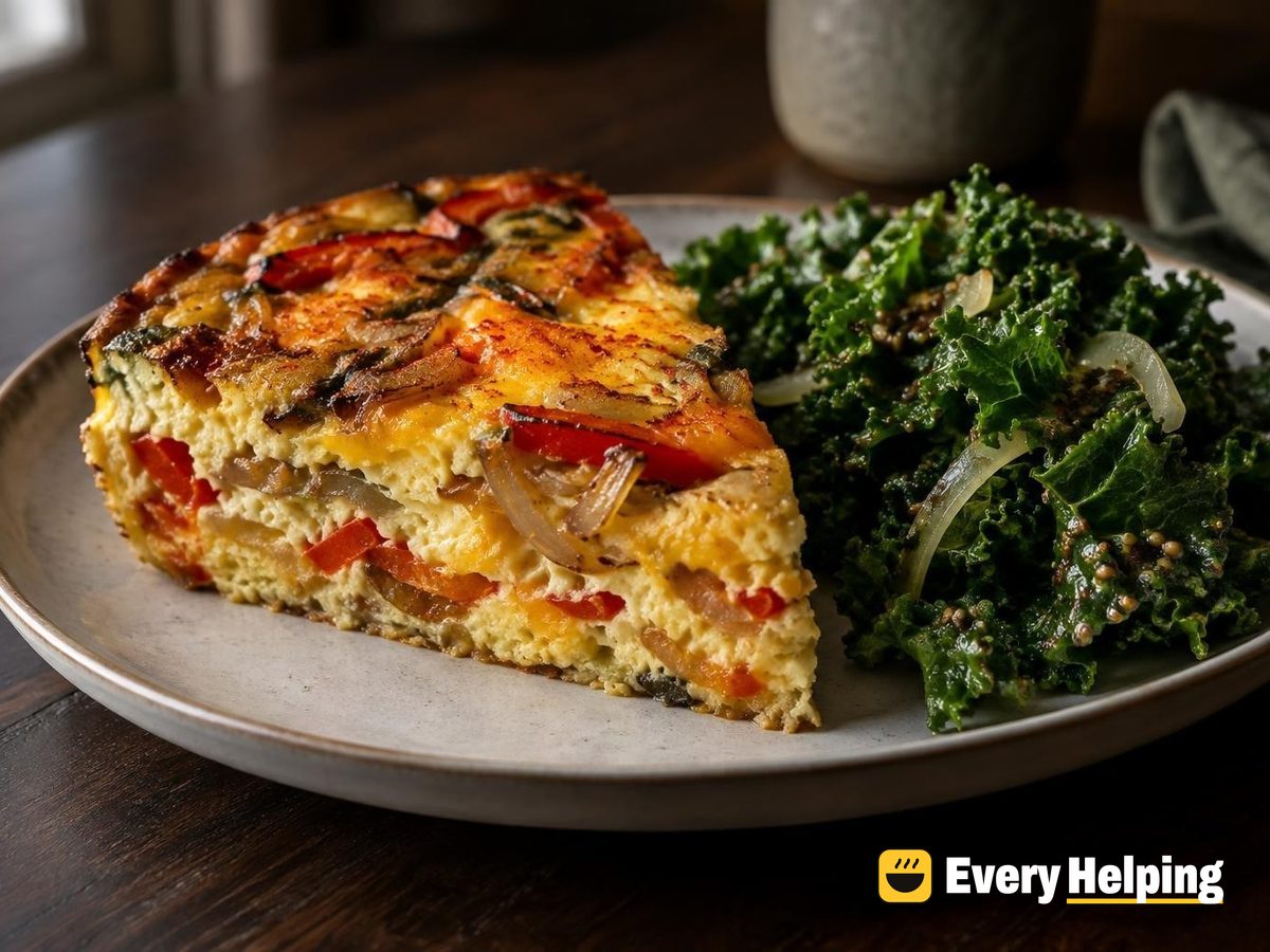 Smoky Pepper-Onion Oven Frittata with Kale Salad