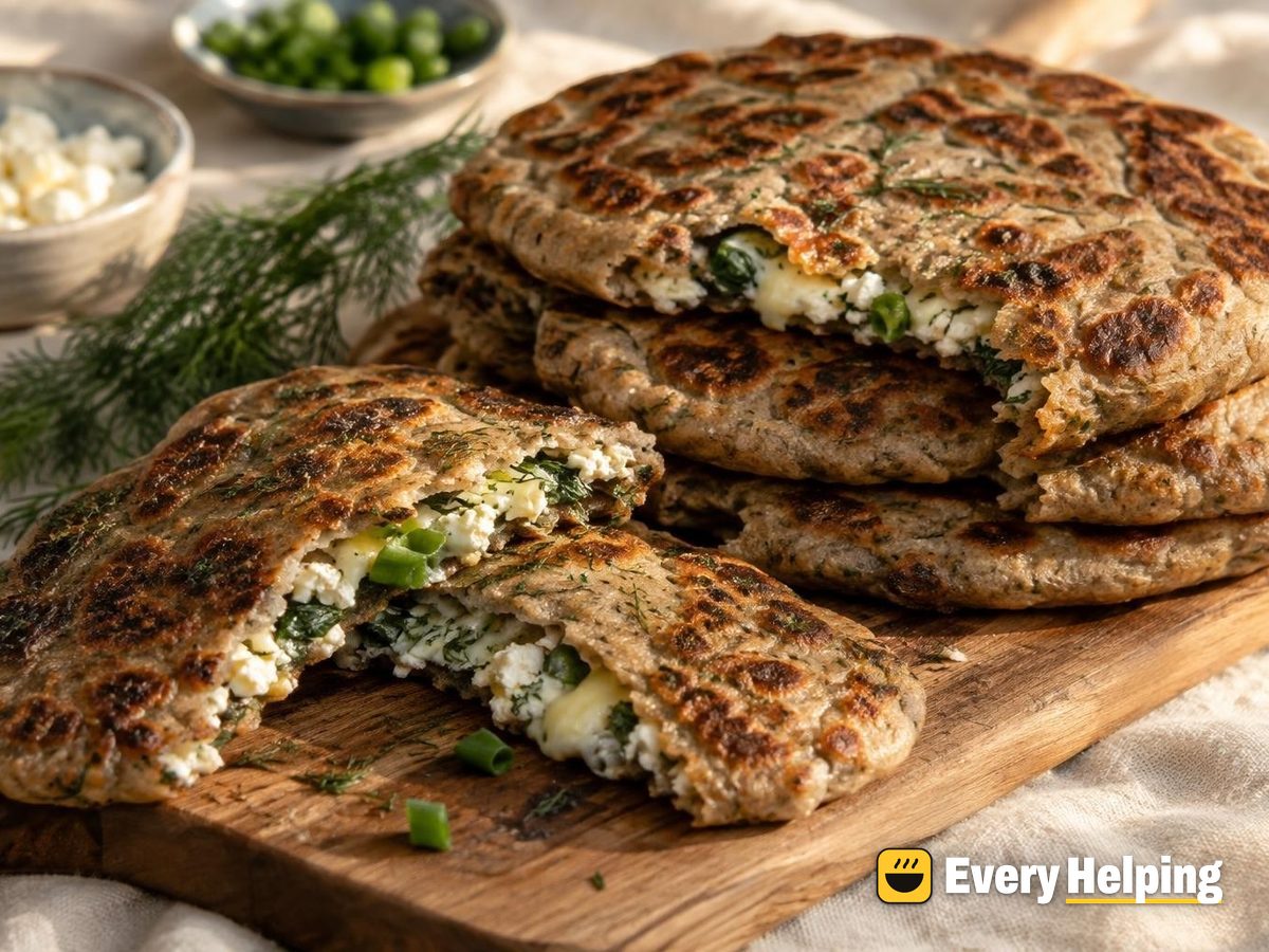 Rye Skillet Flatbreads Stuffed with Feta