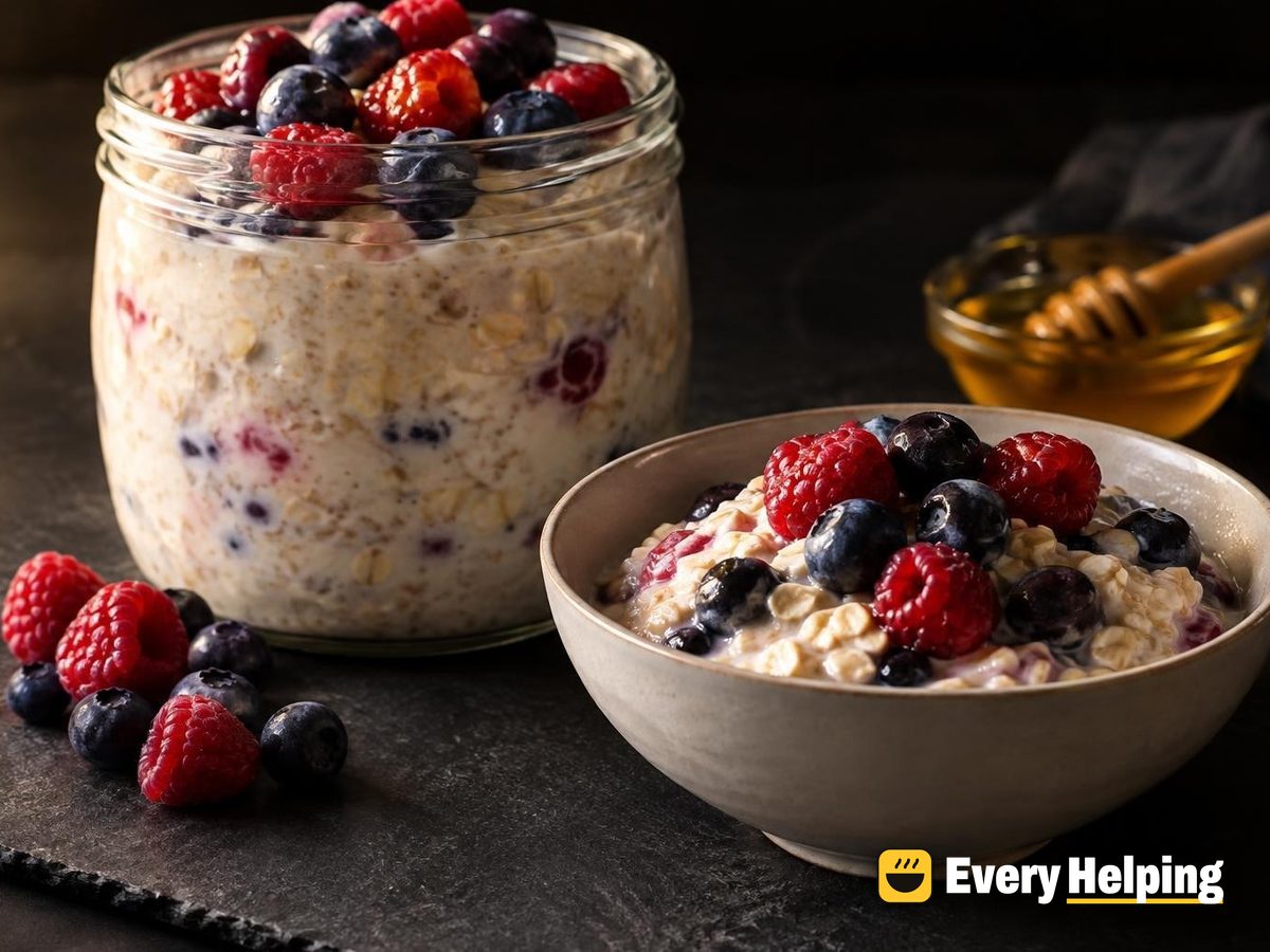 Plain Whole Milk Overnight Oats with Berries
