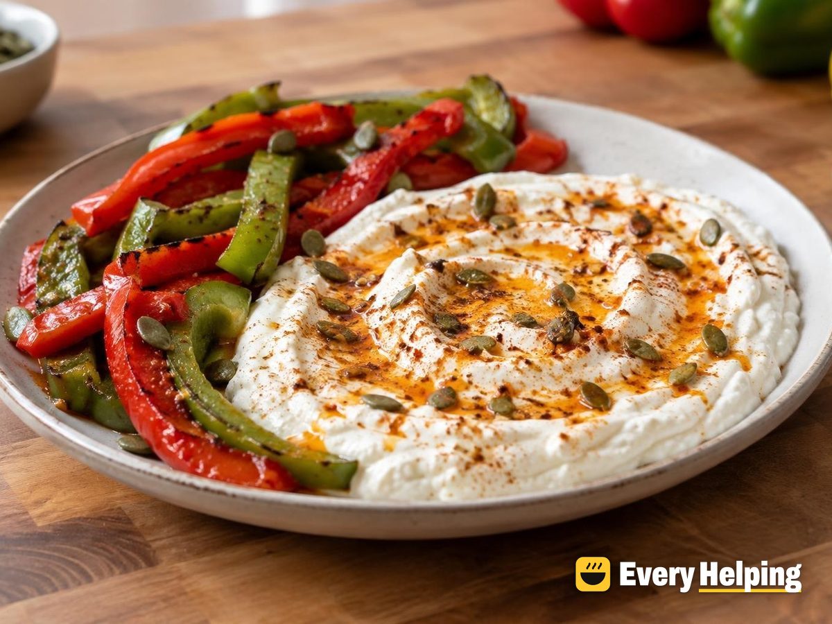 Charred Lemon Garlic Yogurt Dip with Peppers