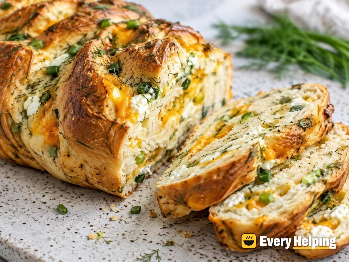 Soft Cheddar and Feta Herb Braid