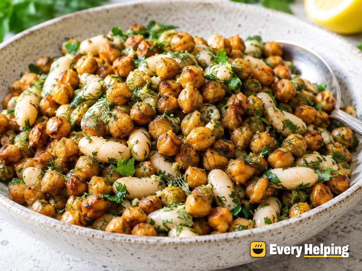 Garlic Dill Air-Fryer Chickpeas and White Beans