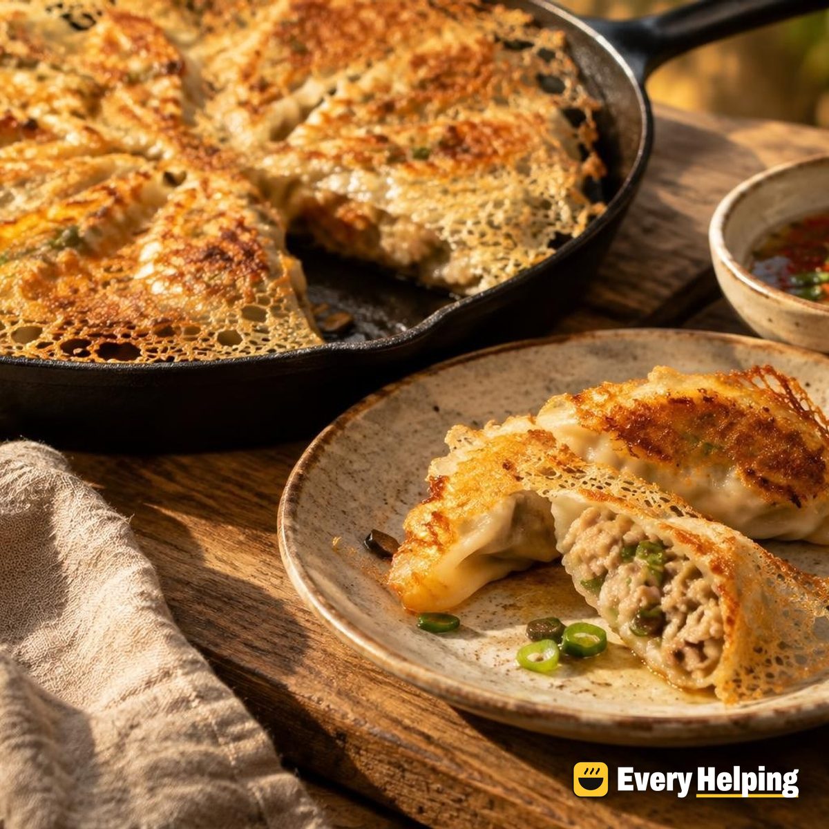 Lacy-Skirt Pork Shoulder Mushroom Potstickers