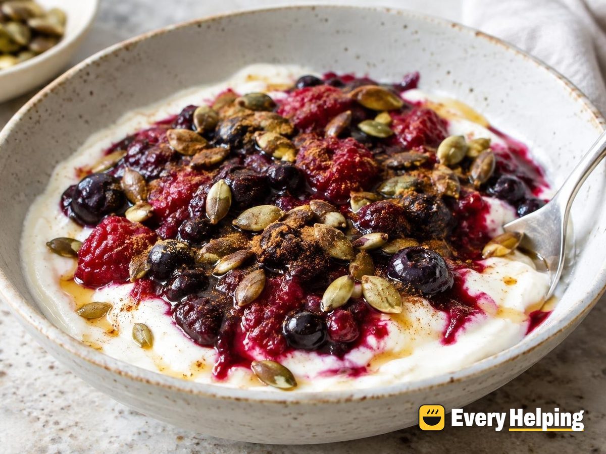 Set Yogurt with Blueberry-Raspberry Cinnamon Compote