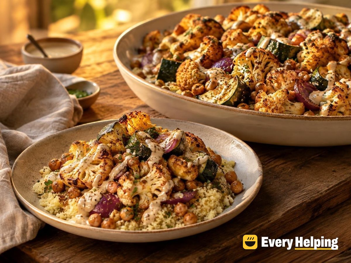 Cumin-Coriander Roasted Cauliflower with Chickpeas