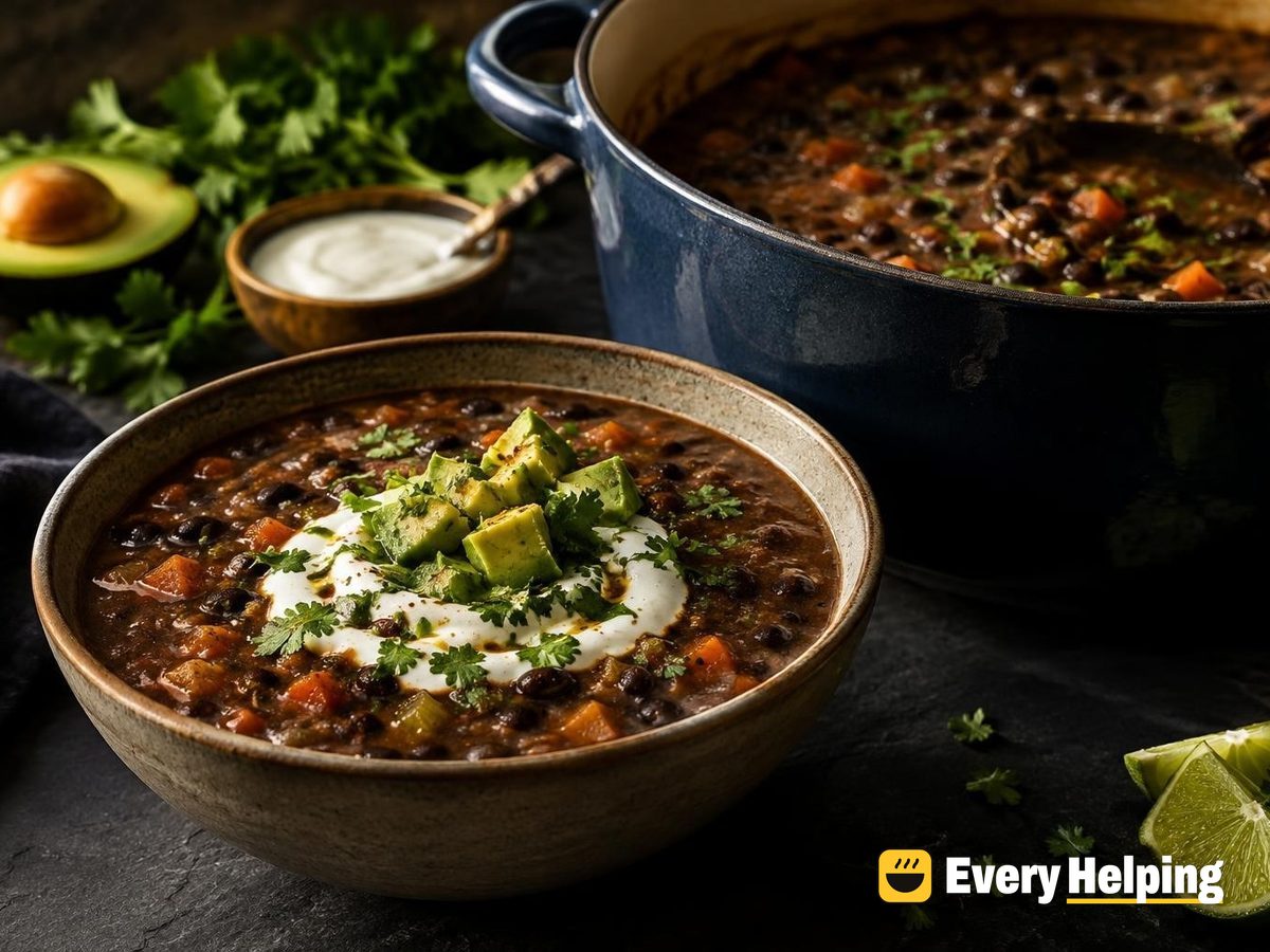Smoky Black Bean Soup with Lime Crema