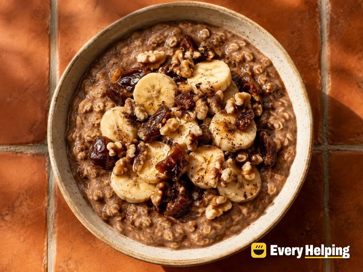 Mocha Banana Overnight Oats with Walnuts