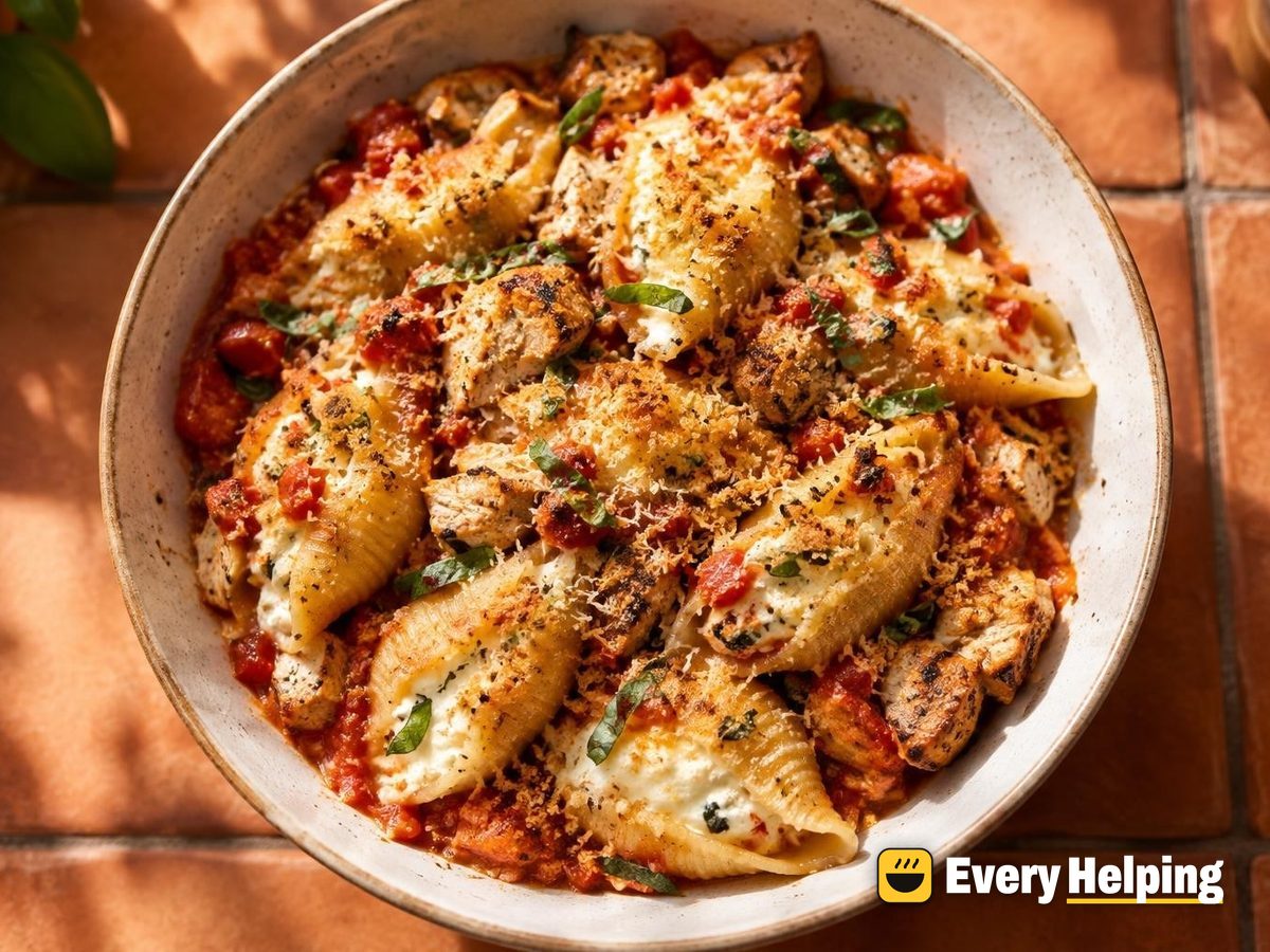 Baked Chicken Ricotta Shells with Crispy Crumbs