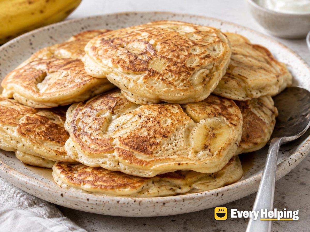 Fluffy Greek Yogurt Banana Pancakes with Cardamom
