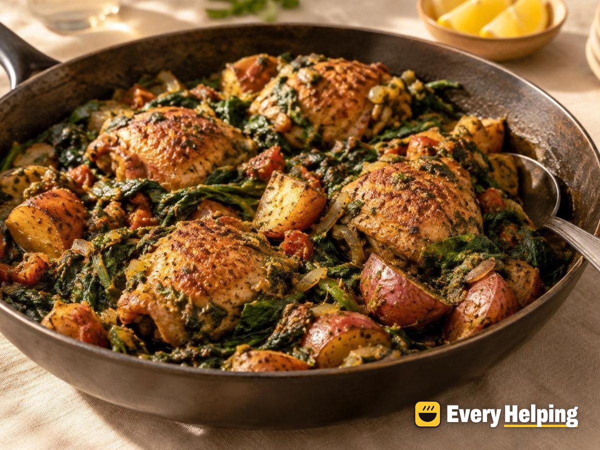 Dry Chicken Thigh Saag with Potatoes